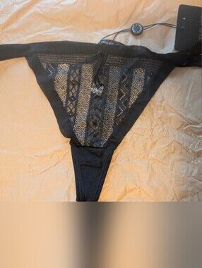 Pleasure State Fayette black and nude thong